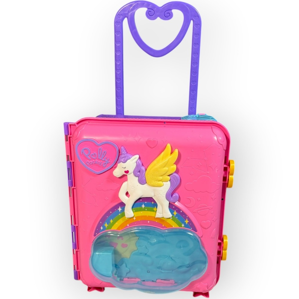 Polly Pocket Starlight Castle Roller Case Unicorn Rainbow Amusement Park Playset